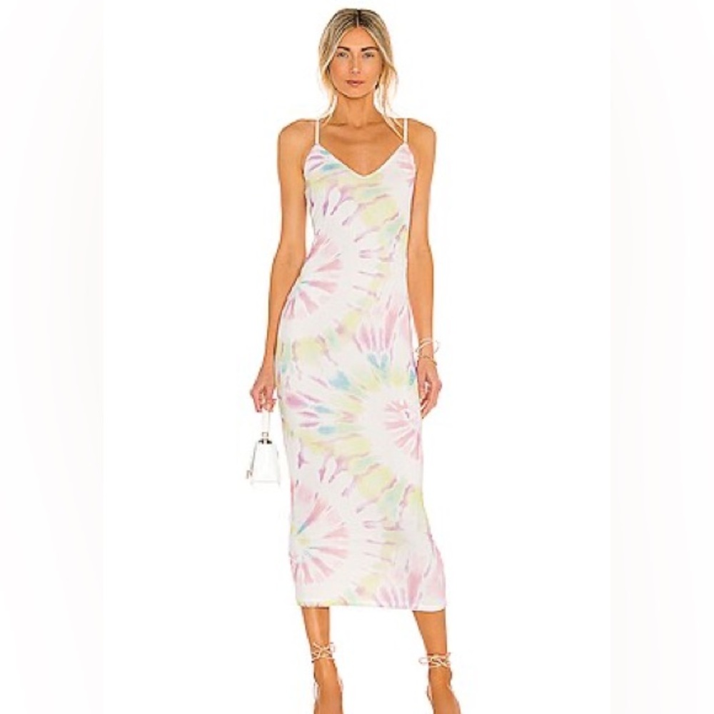 AFRM Amina Mesh Dress Blanc Spiral Tie Dye